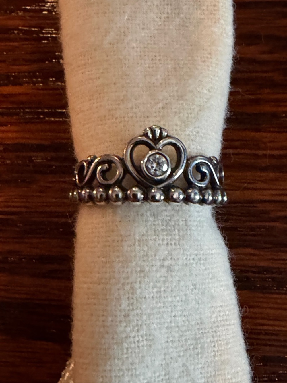 Pandora Silver Heart Filigree Beaded Ring - Silver